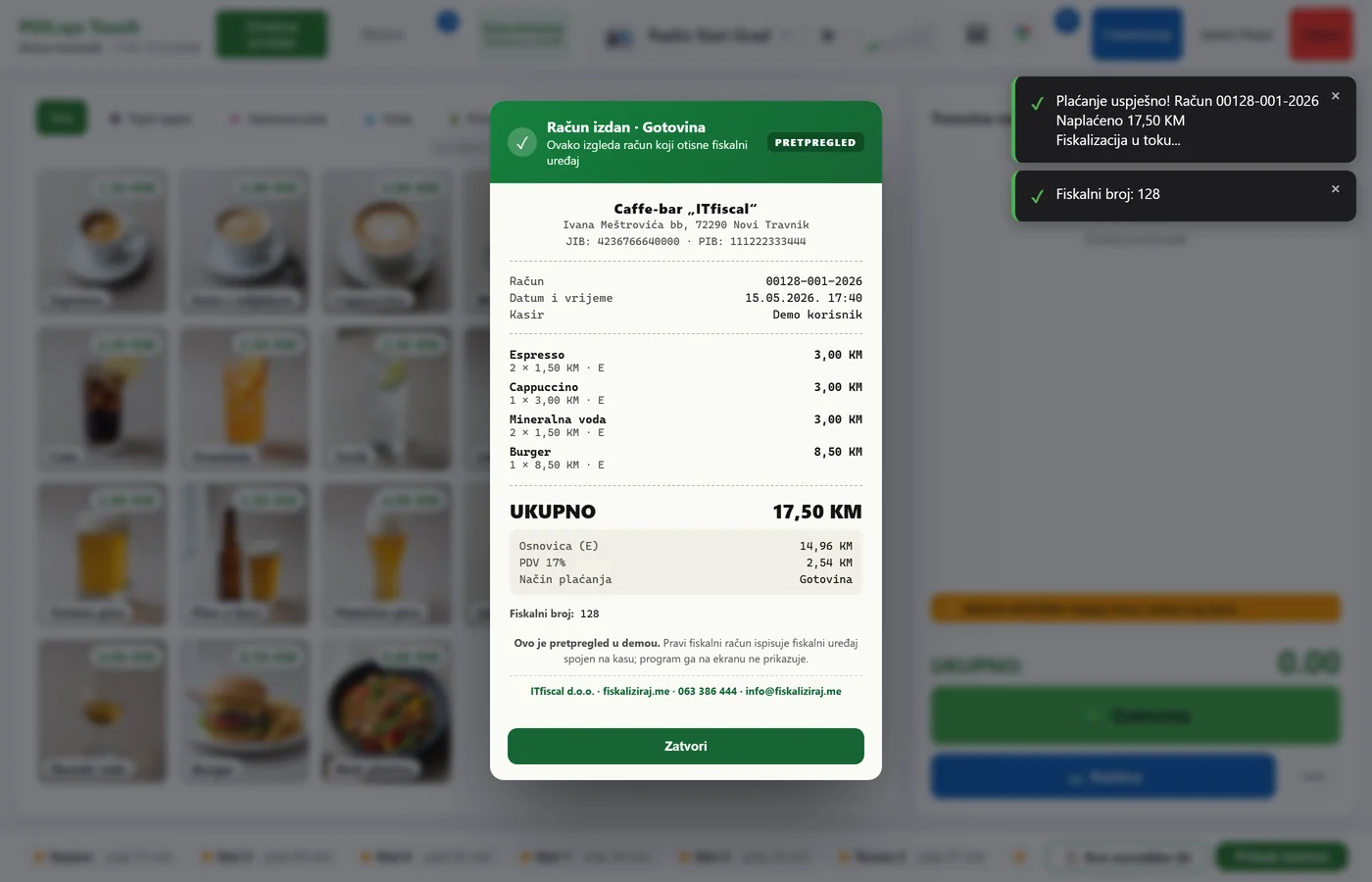 POS.sys Touch — Fiskalni račun